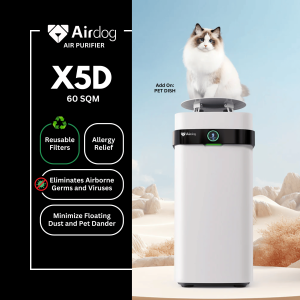 Airdog X5D Air Purifier with CO2 Sensor and Reusable Filters - Upgraded X5 Model 60sqm (For Medium Spaces Living Room Yoga Pets)