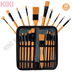 KK 10PCS Paint Brush Professional Fine Tip Paint Brush Set Round Pointed Nylon Hair Artist Brushes