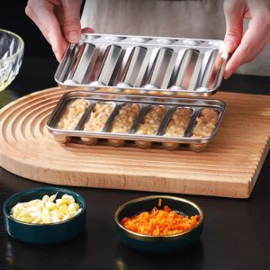 THTZI Kitchen Steamer Stainless Steel 6-Cavity DIY Ham Mould Food Supplement Hotdog Maker Meat Tool Sausage Mold