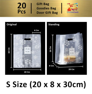 Gift Bag 20pcs Goodies Bag Door Gift Thank You Birthday Wedding Party School Kindergarden (9) Thank You Snow Flakes Beg Baked Dessert Tote Plastic Bag
