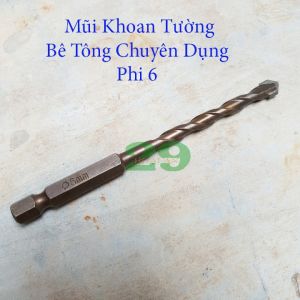 Mũi khoan tường bê tông chuôi lục giác phi 6