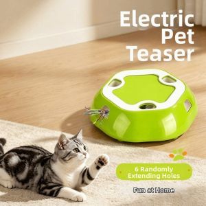 ATNV Smart Electric Pet Telescopic Disc Cat Toy Whack-A-Mole Multi Hole Interactive Cat Toy Interactive Teasing Cat Motion Activated Cat Toy Indoor