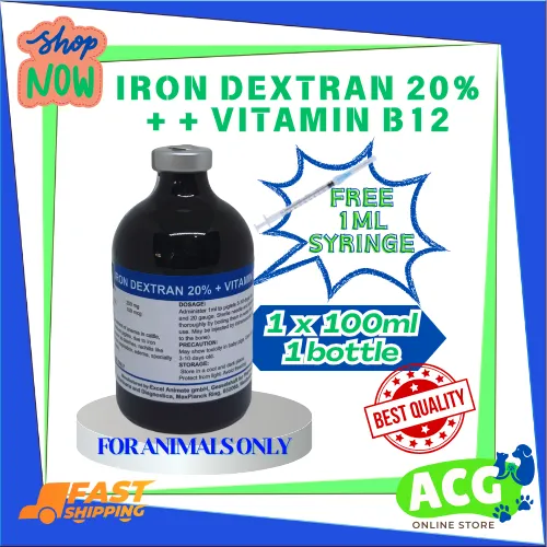 IRON DEXTRAN 20% + VITAMIN B12 100ml | FOR ANIMALS | | Injectable | Lazada PH IRON DEXTRAN 20% + VITAMIN B12 100ml | FOR ANIMALS | | Injectable | Lazada PH