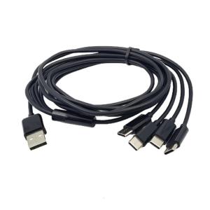 Nylon Braided USB C Splitter Cable with 4 Type-C Male Connectors Faster Charging Cord Multi Cable Black/White