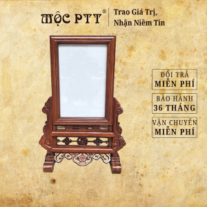 Khung Ảnh Thờ mẫu Chữ Thọ viền soi gỗ Hương Đá cỡ ảnh 20 x 30 cm