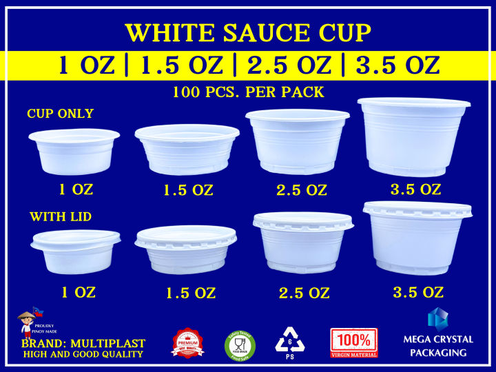 [100 Pcs] Sauce Cup Salad Cup Ice Cream Cup PS All Sizes 1 oz | 1.5 oz ...