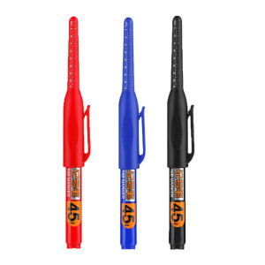 1-3Pcs 45mm Deep Hole Long Nib Head Markers Multi-purpose Woodworking Tile Decoration Reuseable Marker Pens Red/Black/Blue Ink