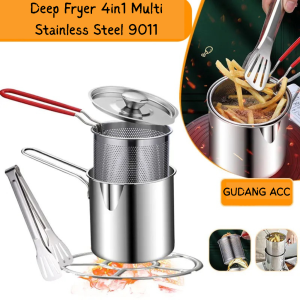 Deep Fryer 4in1 Multi Stainless Steel 9011 Panci Penggorengan Kentang Saringan Minyak dan Capitan Makanan Multifungsi