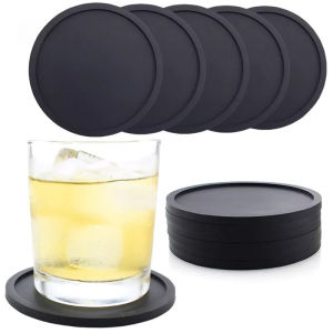 1PC Round Insulation Table Coaster Silicone Draining Coaster Soft Rubber Tea Coaster Decor Table Mat