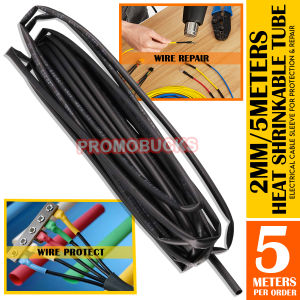 PROMO 5 Meters 2MM Cable Sleeve – Black Heat Shrink Tube for Electrical Wire Protection