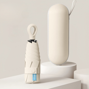 Full band sun protection capsule umbrella raincoat Durable Polymer coating Weight 17g Shade Womens Umbrella Heat cushioning fabric UV protection Fall