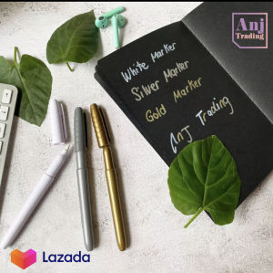 3 pcs Metallic Marker Pens Gold and Silver Metallic Permanent Markers for Artist Illustration Crafts Gift Card Making Scrapbooking Fabric DIY Photo Album Value Set of 3