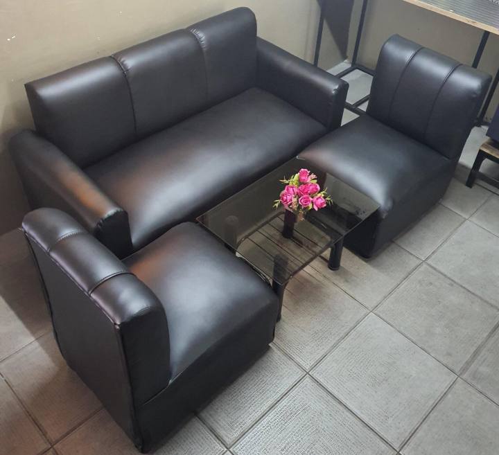 SALA SET BLACK LEATHER SOFA WITH GLASS TABLE URATEX FOAM COD ONLY Modern Style Sofa New Sofa For Metro Manila Lazada Lazada PH