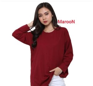 ( BISA COD ) Kaos polos Wanita Marun lengan panjang - Kaos Polos Wanita maron  - Kaos Polos Panjang Cewek  - BAHAN SEMI KATUN COMBED 30S /  KAOS OVERSIZE LENGAN PANJANG / KAOS OVERSIZE POLOS/ KAOS OVERSIZE CEWEK / KAOS OVERSIZE KOREA