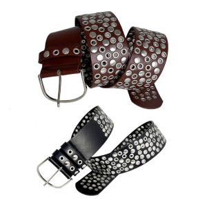 Rivets Embellished Belt Adjustable Punk Rock Waist Accessory for Street Fashion 110cm PU Leather Waist Cinching Strap