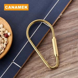 【CANAMEK】 Simple Copper Keychain With Screw Lock D-shape Hooks Key Ring Carabiner Buckles Clip D-Type Waist Hanging Key Holder Accessories