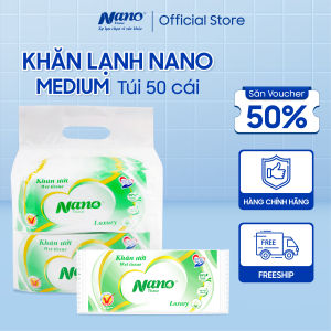 Combo 150 Khăn Lạnh 1 Tờ 24x20cm Cao Cấp Có Hương Nano Medium - Chất Vải Siêu Dày An Toàn | Nano Tissue Official