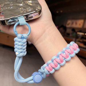 HBESTY Handwoven Adjustable Mobile Phone Universal Case Lanyard Wrist Strap Outdoor Sports Anti-Lost Bracelet Hanging Card Cord Charm