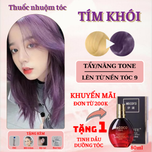 Thuốc nhuộm tóc màu Tím Khói - Cần tẩy / Nhuộm tóc tiện lợi tại nhà - Tặng kèm oxi trợ nhuộm