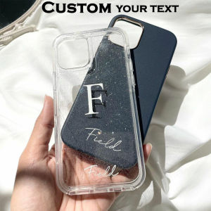 Custom Name Logo Glitter Clear Phone Case for iphone 13 14 15 16 17 Pro Max air 16 15 Plus phone Cases Hard PC Transpare Designs