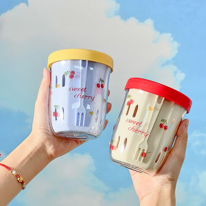 Double Wall Salad Cup Portable Leak Proof Oat Container With Fork&Handle Drain Fruit Cup Cute Breakfast Cup For Student