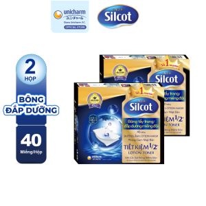 Combo 2 Hộp Bông tẩy trang Silcot đắp dưỡng miếng đôi (40 miếng/hộp)