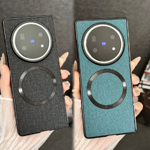 For VIVO X Fold 5 Case Luxury PU Cloth Magnetic Wireless Charging Protective Back Cover Case For VIVO X Fold5 Phone Shell
