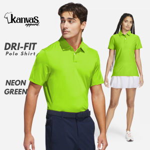 Kanvas Drifit Polo Shirts for Men & Women Quick-Dry Active Gym Sports Wear Mens T-shirts Workout Tops Plain Neon Green
