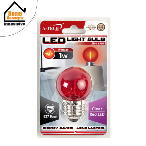 [ Electrical ] A-Tech LED Light Bulb E27 Base / Holder LED Round Bulb Yellow Light & Red Light Bulb