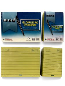 Mica Premium Yellow Ruled Pad Pack (10 Pads per Pack — 1/2 Crosswise or 1/4 Page Variants)