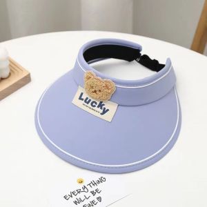 REEBO Shading Hat Bear Empty Top Hat Anti-UV Sun Hat Korean Style Childrens Visor Hat Comfortable No Top Beach Hat Cartoon Sunshade Hat Kid