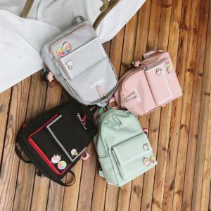 Tas Ransel Anak Sekolah TK SD SMP SMA Cute Style Trendy Cute Korean Staylish Kekinian - Backpack School Unisex Terbaru 2021 Murah Caracter Cartoon Printing Wrating Alphabet Numbers Casual Cute Cool Fashionable Homemade Bandung (Nylon 300 Dinir, 40cm x 30 x 12)