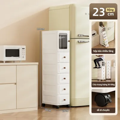 Hỏa Tốc tủ góc hẹp Có bánh xe tủ nhựa khe hẹp 18cm tủ nhựa đa năng Trong suốt màu xám tủ đựng đồ hẹp/kệ nhà tắm/tủ khe hẹp nhà bếp