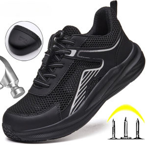 New Breathable Mesh Security Sneakers Work Shoes Men Anti-smash Anti puncture Safety Shoes Men Steel toe shoes Protection Boots