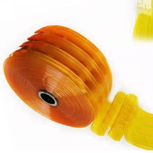 World Aifei Mall Yellow and translucency blue PVC plastic curtain 1.8mm x 180mm x 40m ribbed locker/freezer/freezer