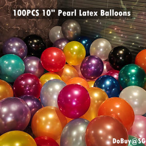 SG LOCAL STOCK 100PCS 10 Pearl Latex Balloons Wedding Birthday Party Decoration Balloon Xmas Baby Shower Kids Air Balls Globos