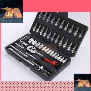 46-Piece Car & Bike Socket Set - Ratchet Wrench Screwdriver High-Quality Toolbox Spanner