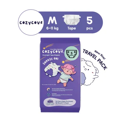 Cozycove Travel Pack (5pcs) Snooze On / Play Hard Baby Diapers Tape / Pants - NB S M L XL XXL XXXL