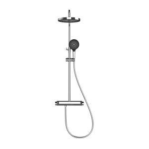 AQUATIZ Rain Shower Set Thermostatic Chrome Large Storage Shelf Rain Shower Head With Uniform Water Flow 10 Inches Ultrathin Rainfall Shower Faucet Set Shower System For House Hotel Hostel AS35