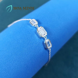 Lắc tay lắc nữ hạt vuông baget chữ nhật Ý chấu bao phong cách sang trọng os41903F Hoa Minh Gem