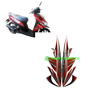 STIKER STRIPING LIS LES BODY MOTOR VARIO CW 110 KARBU 2012 MERAH 1SET STANDAR