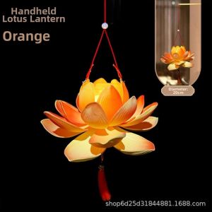 BHYJGD DIY Handheld Lotus Lantern Material Kit Luminous Ancient Style Festival Lotus Lantern Long Pole Lotus Lantern Kit Mid-Autumn Festival