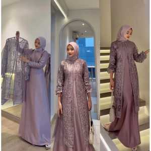 Tj Fashion - GAMIS MUSLIMAH SET OUTER JUMBO - RADIFA DRESS SET OUTER JUMBO - GAUN MUSLIMAH MEWAH - GAUN PESTA