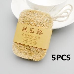 5pcs Natural Loofah Sponge Scrubber Portable Practical for Kitchen and Dish Washing