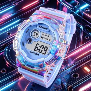Waterproof Girls Digital Watch Multifunctional Luminous Watch Kids Gift Sports Electronic Wristwatch