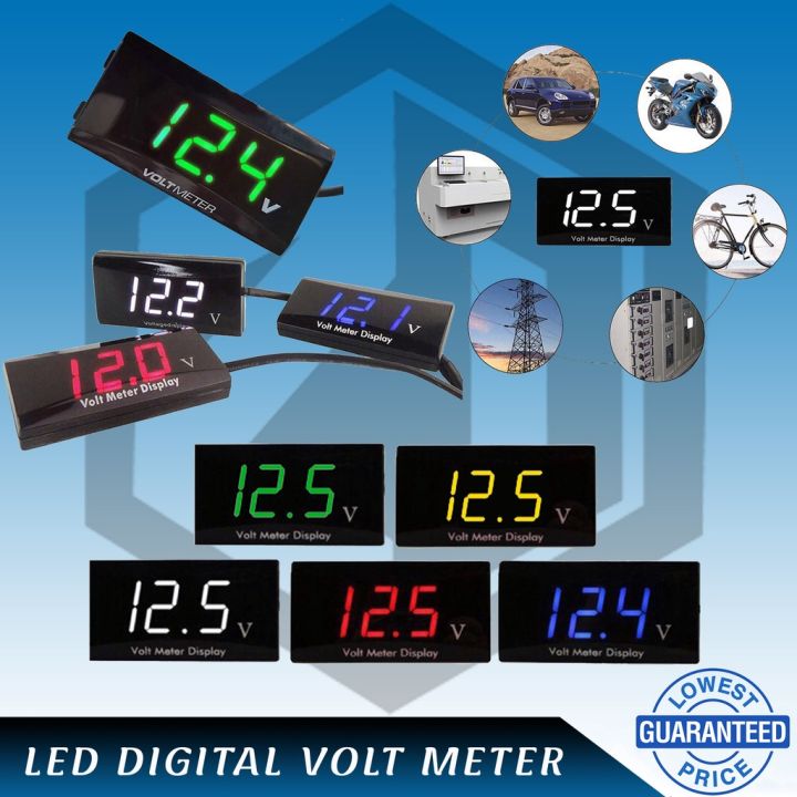 Knight Motorcycle Accessories Volt Meter With Frame Classic Digital