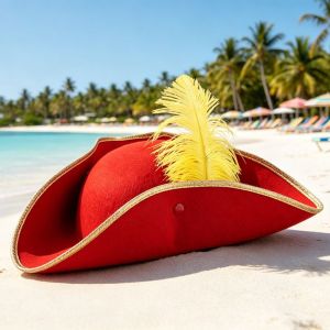 ZIAAN Jack Hat Cosplay Pirate Hat Solid Color Retro Captain Hat Funny Dress Up Feathers Top Hat Men