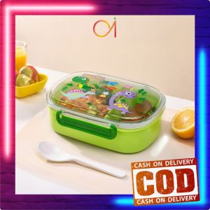 AI-C1283 Lunch Box BPA FREE Kotak / Tempat Makan Anak Sekolah 2 Sekat Set Dengan Sendok Food Grade