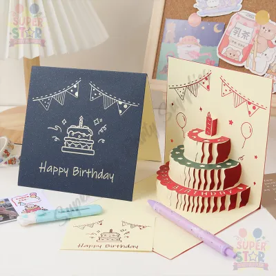 Light 3d Birthday Card With Music Greeting Card Personalized Pop Up Cake Happy Birthday Card With Sound And Light Birthday Cards With Envelope For Birthday Gift