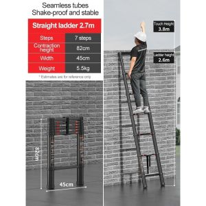 DEKES 1.9/2.7/3.9/5.1M Foldable Telescopic Ladder folding aluminum laddermulti-function domestic ladders and industrial